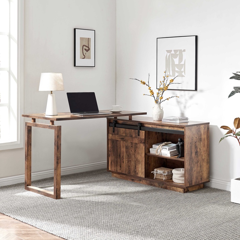Credenza Office Storage - Mesa em L com Armário de