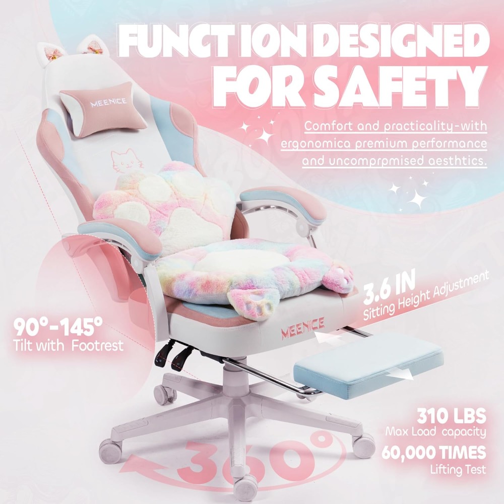Office Footrest Cushion - Cadeira de jogos fofa com orelhas
