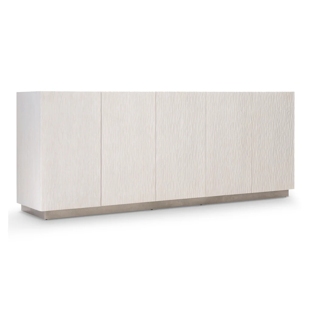 Credenza Office Storage - Aparador Moderno Branco com Textura Ondulada