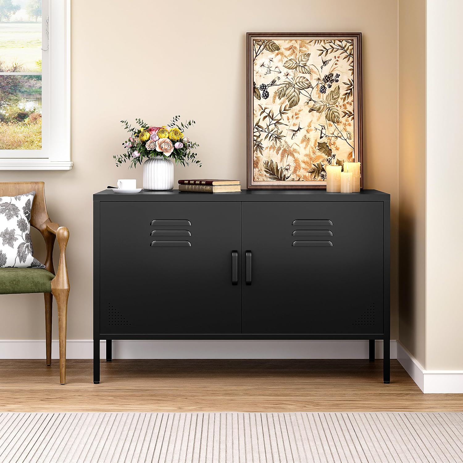 Credenza Office Storage - Armário de Armazenamento de Metal Preto